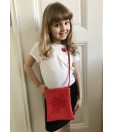 Dívčí červená kabelka s krajkou